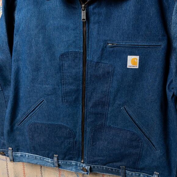 Upcycled carhartt detroit jacket reconstructed - Picture 3 of 8